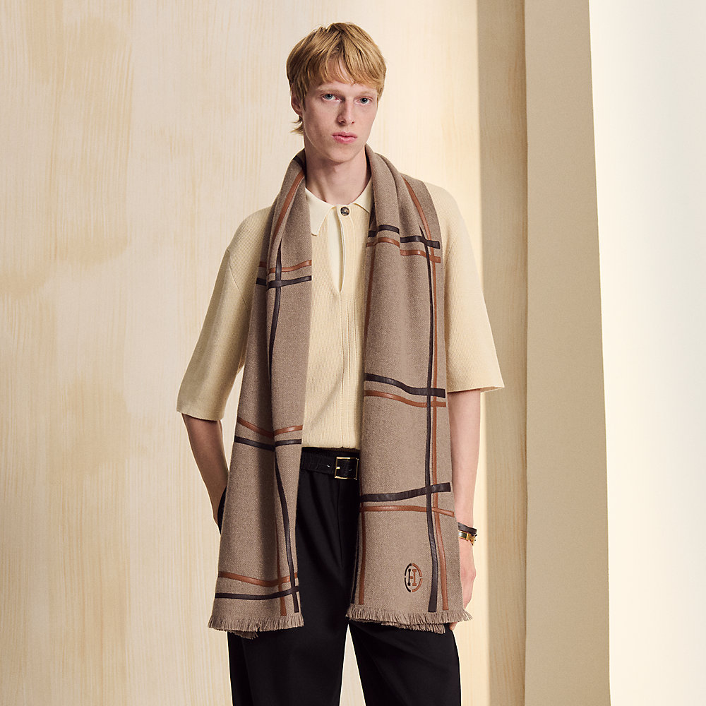 エルメス カシミヤストール Carreaux Ondes scarf エルメス カシミヤ